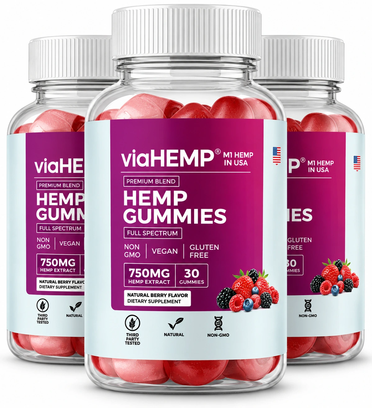 Via Hemp Gummies Canada product bottles